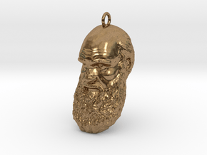 Charles Darwin 1" Head, Pendant, Ear Ring, Charm,  in Natural Brass