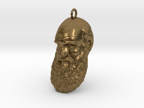Charles Darwin 1" Head, Pendant, Ear Ring, Charm,  in Natural Bronze
