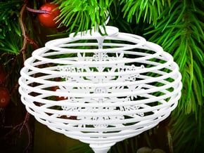 Spiral christmas ball with snowflake in White Processed Versatile Plastic