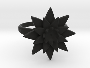 Lotus Ring in Black Natural Versatile Plastic