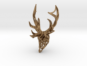 Deer Head Pendant in Natural Brass