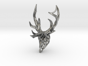 Deer Head Pendant in Natural Silver
