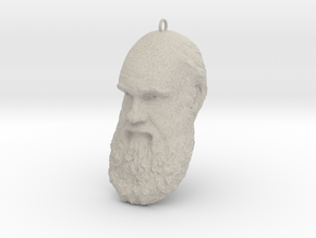 Charles Darwin 6" Head with Hanger, Ornament in Natural Sandstone