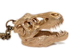 Tyrannosaurus rex pendant 25mm with loop in Natural Brass