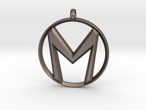 The Letter "M" Pendant in Polished Bronzed Silver Steel