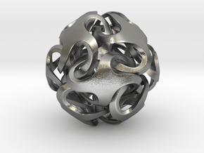 Rhombic Dodecahedron I, pendant in Natural Silver