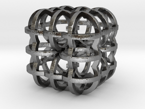 Fractal Cube RB4 30mm in Polished Silver