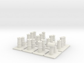 T008 Chimney Pots - 4mm Scale in White Natural Versatile Plastic