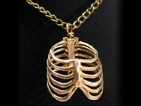 Ribcage Pendant or Finger Ring - 17mm ID in Natural Brass