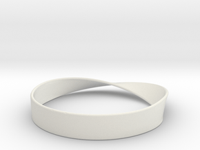 Möbius Bracelet Bangle in White Natural Versatile Plastic: Medium