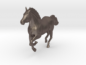 Mustang Horse - Galloping Pose in Polished Bronzed Silver Steel