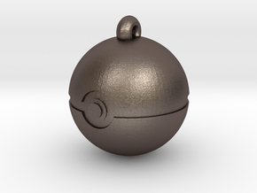 Pokeball with loop :D in Polished Bronzed Silver Steel