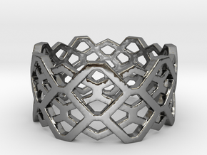 Hexagon ring - size 7.25 in Fine Detail Polished Silver