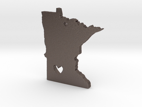 I Love Minnesota Pendant in Polished Bronzed Silver Steel