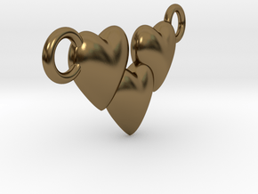 Love Three Hearts (Big Size Pendant) in Polished Bronze