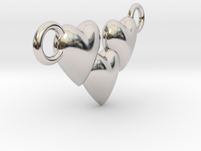 Love Three Hearts (Big Size Pendant) in Platinum