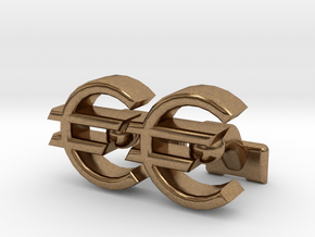 Euro Symbol Cuff-Links in Natural Brass