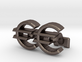 Euro Symbol Cuff-Links in Polished Bronzed Silver Steel