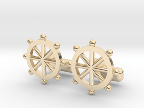 Ship Helm Cufflinks, Part of the NEW Nautical Coll in 14K Yellow Gold