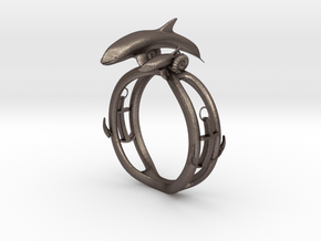 Parent and child of a killer whale(USA 6.5,Japan 1 in Polished Bronzed Silver Steel