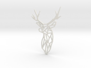 Stag Trophy Head Pendant Broach in White Natural Versatile Plastic