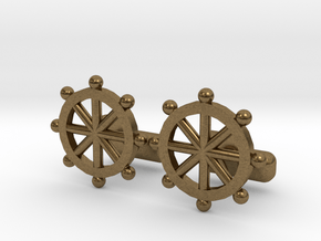 Ship Helm Cufflinks, Part of the NEW Nautical Coll in Natural Bronze