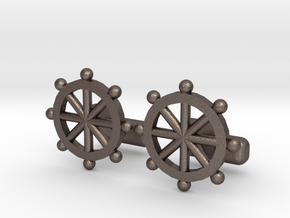 Ship Helm Cufflinks, Part of the NEW Nautical Coll in Polished Bronzed Silver Steel