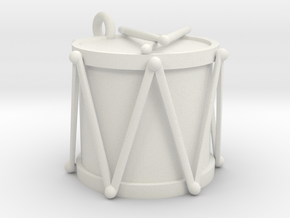 Ornament, Drum in White Natural Versatile Plastic