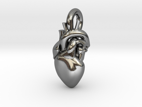 Beautiful Human Heart Pendant in Polished Silver