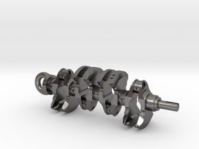 V8 Crank Shaft Keychain in Polished Nickel Steel
