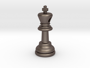 PENDANT :  CHESS KING (small - 35mm) in Polished Bronzed Silver Steel