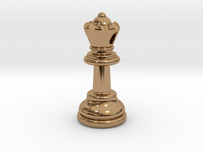 PENDANT : CHESS QUEEN (small - 32.6mm) in Polished Brass