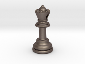 PENDANT : CHESS QUEEN (small - 32.6mm) in Polished Bronzed Silver Steel