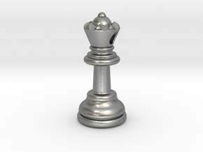 PENDANT : CHESS QUEEN (small - 32.6mm) in Natural Silver