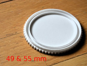Double threaded lens cap: 49 and 55 mm in White Natural Versatile Plastic