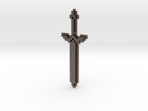 Pixel Art Sword  in Polished Bronzed Silver Steel