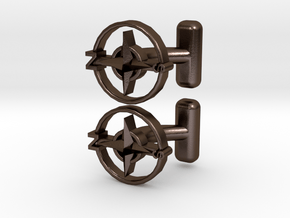 Compass Cufflinks, Part of the NEW Nautical Collec in Polished Bronze Steel