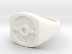 Pokeball Ring-Wide Band (Edit size in description) in White Processed Versatile Plastic