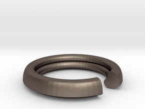 Secret Heart Ring 20x20 inner diameter in Polished Bronzed Silver Steel