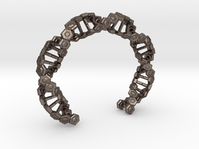 Hex DNA Bracelet BW - 8cm in Polished Bronzed Silver Steel
