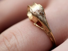 Hummingbird Skull Ring in Natural Brass