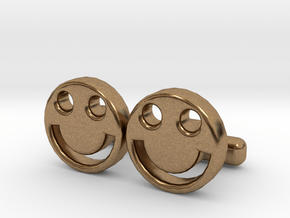 Happy Face Cufflinks, Part of "Fun Loving" Collect in Natural Brass