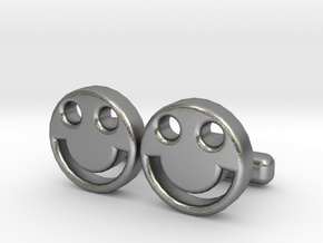 Happy Face Cufflinks, Part of "Fun Loving" Collect in Natural Silver