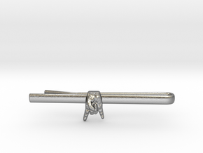 Horns Up Tie Clip in Natural Silver