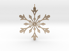 Snowflake Holiday Decor - Tree Ornament in Polished Gold Steel