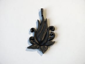 Lotus Bloom Charm in Polished and Bronzed Black Steel