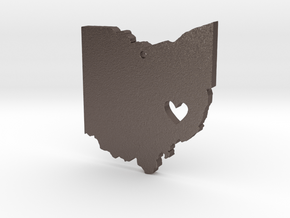 I love Ohio Necklace in Polished Bronzed Silver Steel