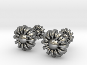 Cufflinks - Flowers in Natural Silver