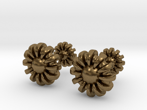 Cufflinks - Flowers in Natural Bronze