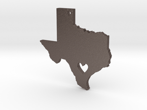 I love Texas Necklace Pendant in Polished Bronzed Silver Steel
